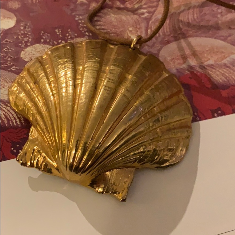 Gold Seashell Statement Necklace - image 2
